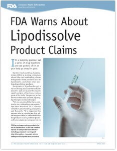 Alerta da FDA sobre Lipodissolução e Mesoterapia